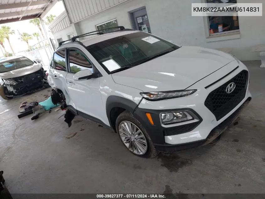 2021 Hyundai Kona Sel VIN: KM8K22AAXMU614831 Lot: 39827377