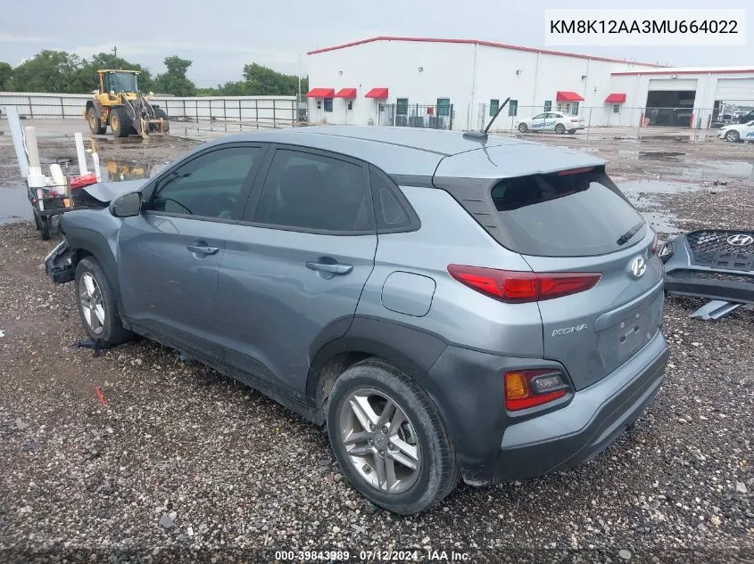 KM8K12AA3MU664022 2021 Hyundai Kona Se