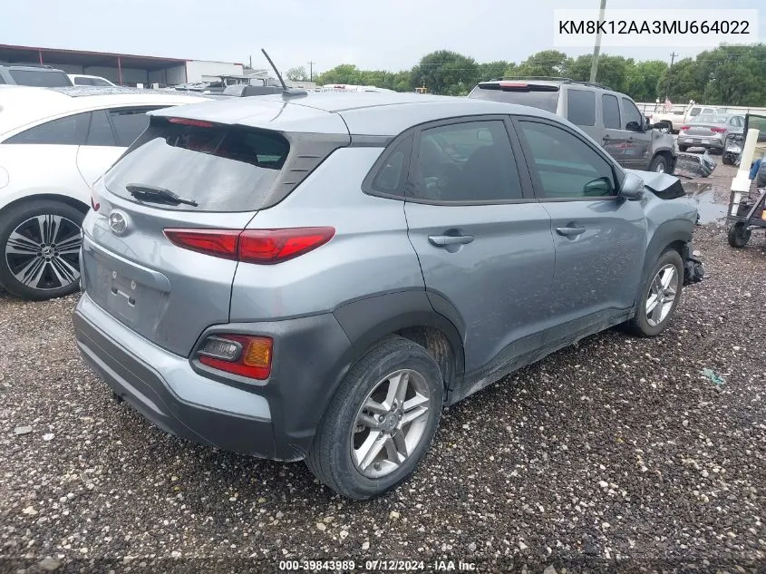 KM8K12AA3MU664022 2021 Hyundai Kona Se