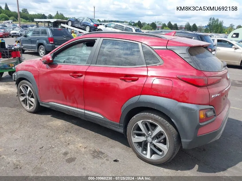 KM8K3CA5XMU692158 2021 Hyundai Kona Limited