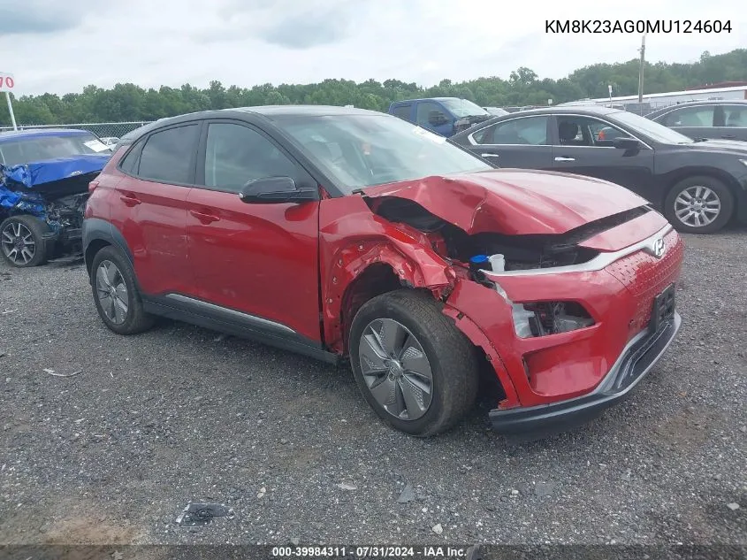 2021 Hyundai Kona Electric Sel VIN: KM8K23AG0MU124604 Lot: 39984311