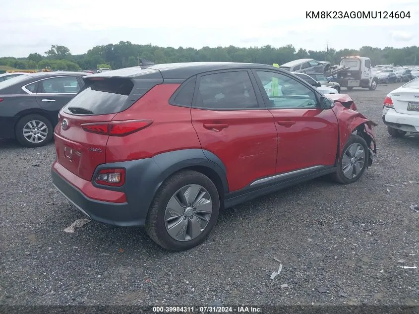 KM8K23AG0MU124604 2021 Hyundai Kona Electric Sel