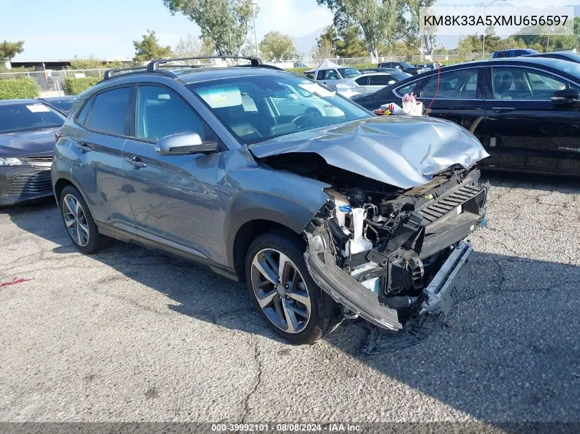 2021 Hyundai Kona Limited VIN: KM8K33A5XMU656597 Lot: 39992101