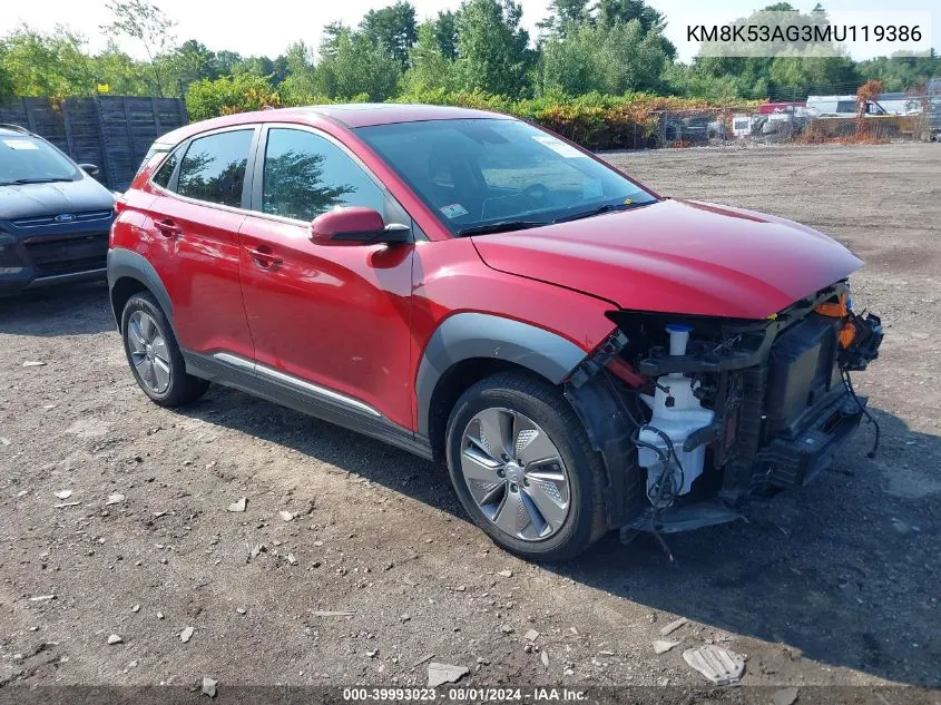 KM8K53AG3MU119386 2021 Hyundai Kona Electric Ultimate