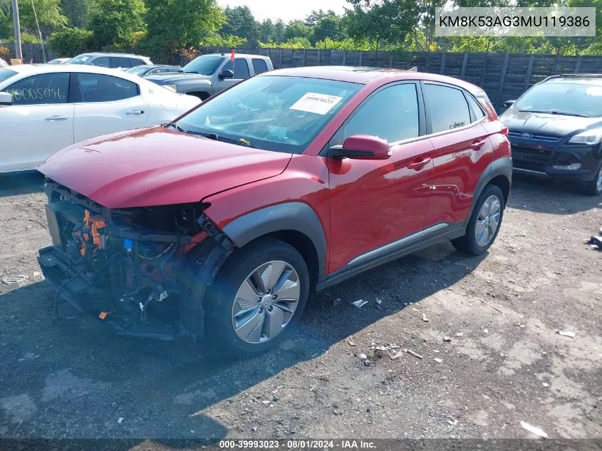 KM8K53AG3MU119386 2021 Hyundai Kona Electric Ultimate