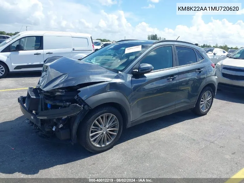 2021 Hyundai Kona Sel VIN: KM8K22AA1MU720620 Lot: 40012219