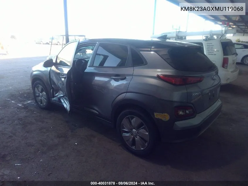 KM8K23AGXMU119068 2021 Hyundai Kona Electric Sel