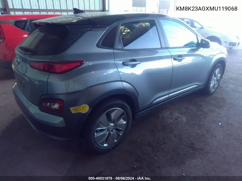 KM8K23AGXMU119068 2021 Hyundai Kona Electric Sel