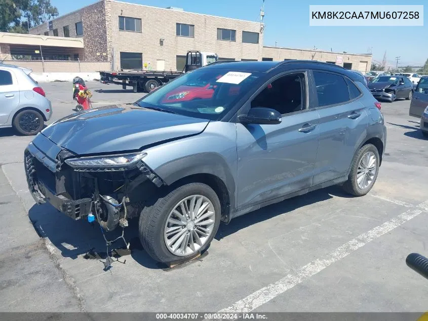 KM8K2CAA7MU607258 2021 Hyundai Kona Sel