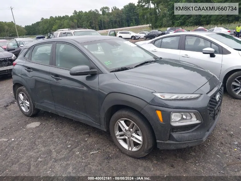 2021 Hyundai Kona Se VIN: KM8K1CAAXMU660734 Lot: 40052161