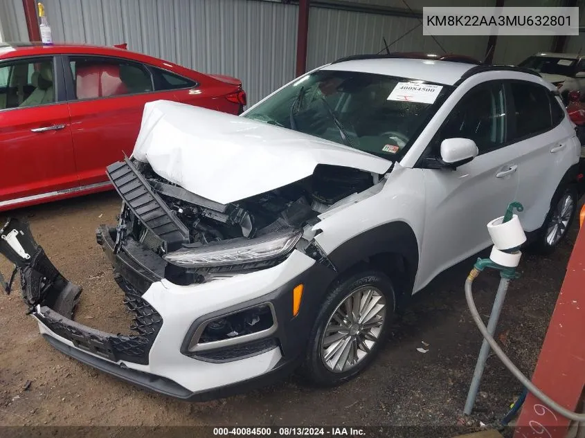 2021 Hyundai Kona Sel VIN: KM8K22AA3MU632801 Lot: 40084500