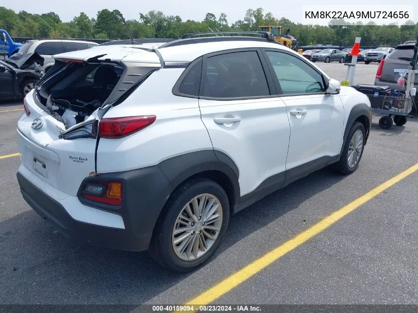 2021 Hyundai Kona Sel VIN: KM8K22AA9MU724656 Lot: 40159094