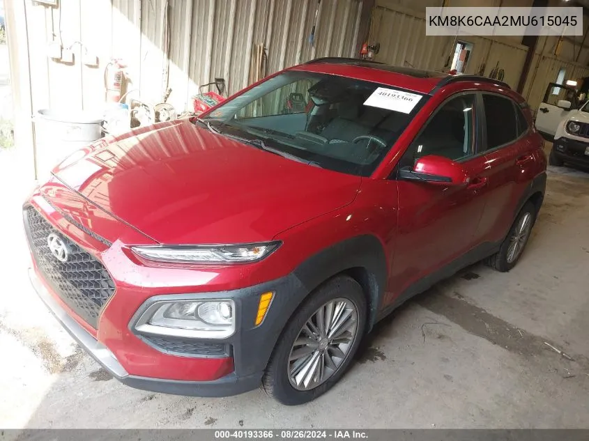 2021 Hyundai Kona Sel Plus VIN: KM8K6CAA2MU615045 Lot: 40193366