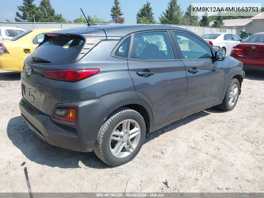 KM8K12AA4MU663753 2021 Hyundai Kona Se