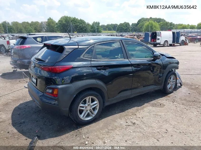 2021 Hyundai Kona Se VIN: KM8K12AA9MU635642 Lot: 40209302