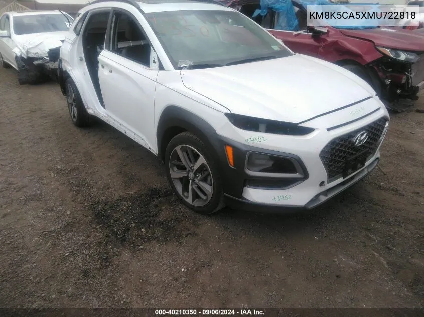 2021 Hyundai Kona Ultimate VIN: KM8K5CA5XMU722818 Lot: 40210350