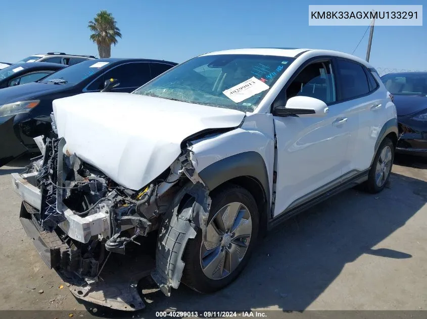 KM8K33AGXMU133291 2021 Hyundai Kona Electric Limited