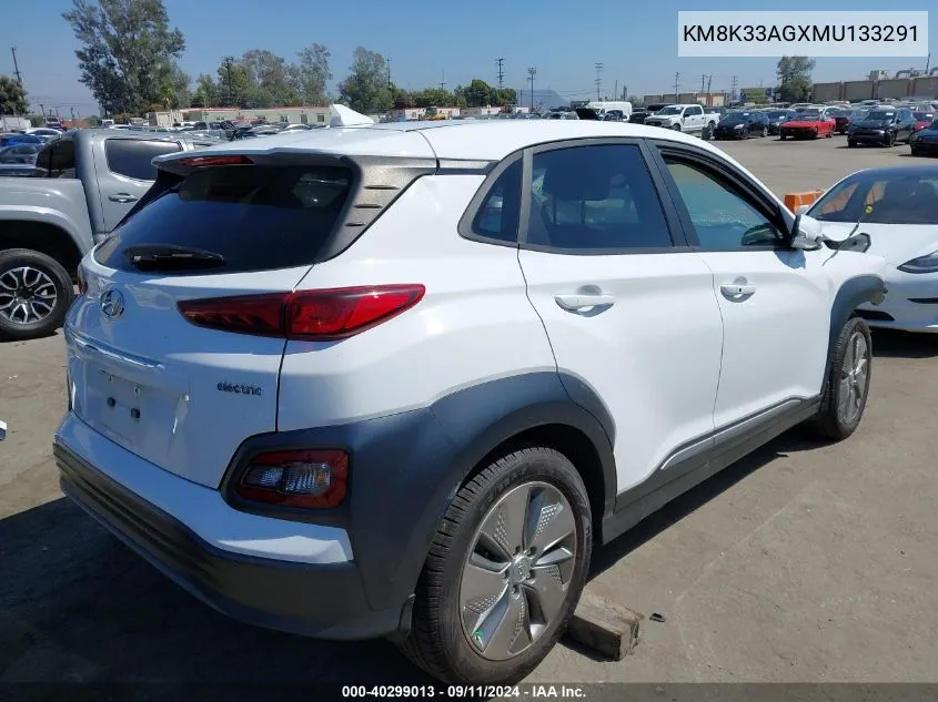 KM8K33AGXMU133291 2021 Hyundai Kona Electric Limited