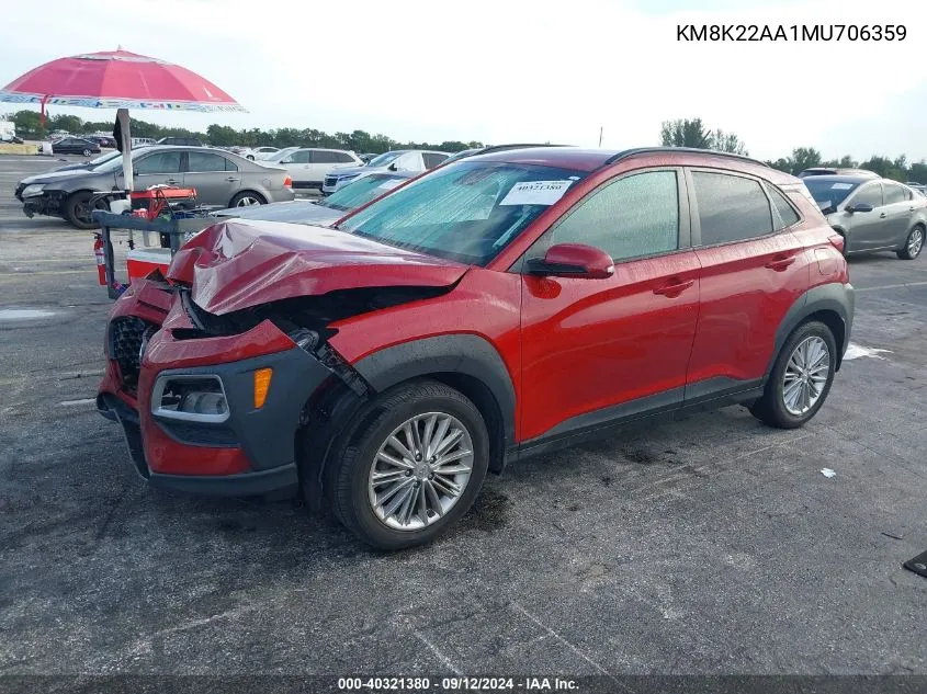 2021 Hyundai Kona Sel VIN: KM8K22AA1MU706359 Lot: 40321380