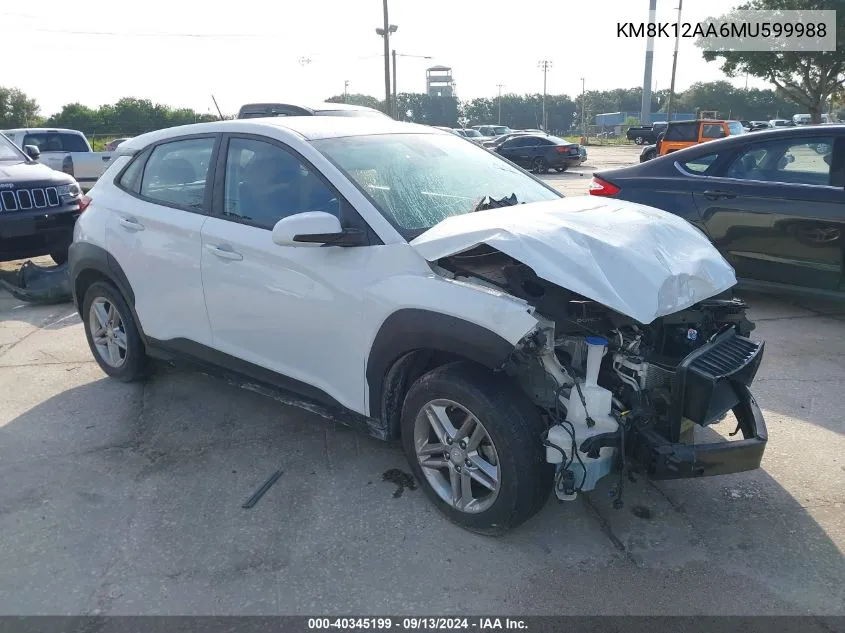 2021 Hyundai Kona Se VIN: KM8K12AA6MU599988 Lot: 40345199