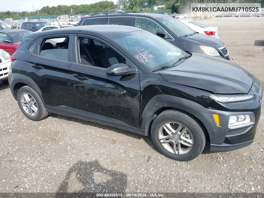 2021 Hyundai Kona Se VIN: KM8K1CAA0MU710525 Lot: 40355915