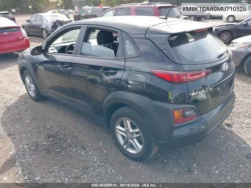 2021 Hyundai Kona Se VIN: KM8K1CAA0MU710525 Lot: 40355915