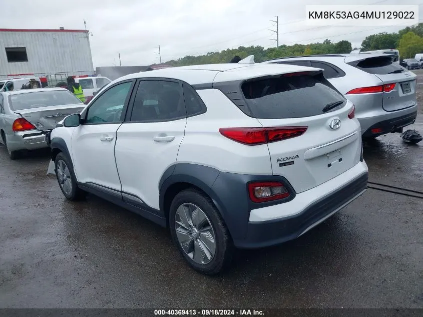 2021 Hyundai Kona Electric Ultimate VIN: KM8K53AG4MU129022 Lot: 40369413