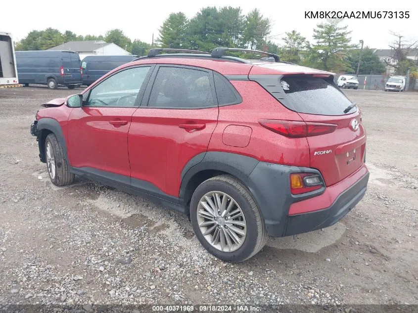 2021 Hyundai Kona Sel VIN: KM8K2CAA2MU673135 Lot: 40371969