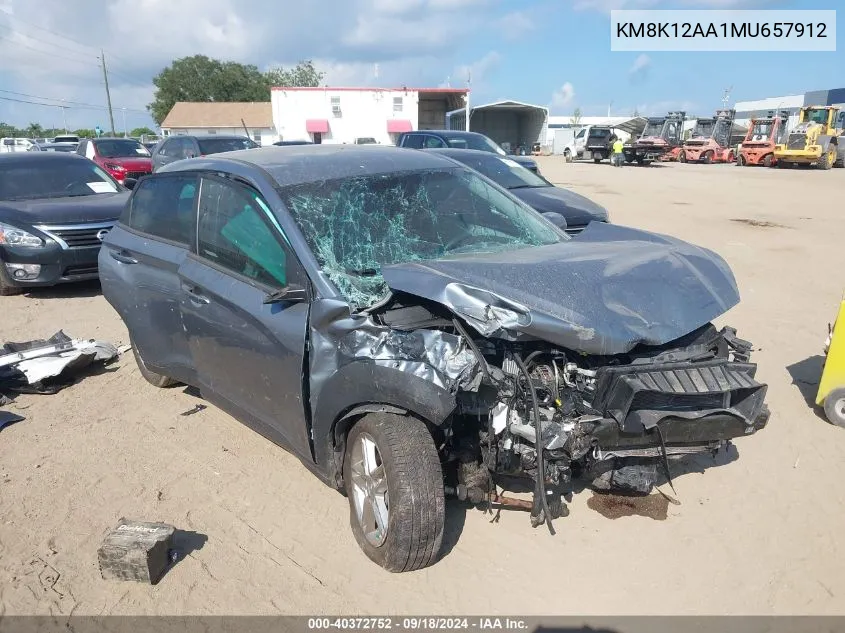 2021 Hyundai Kona Se VIN: KM8K12AA1MU657912 Lot: 40372752