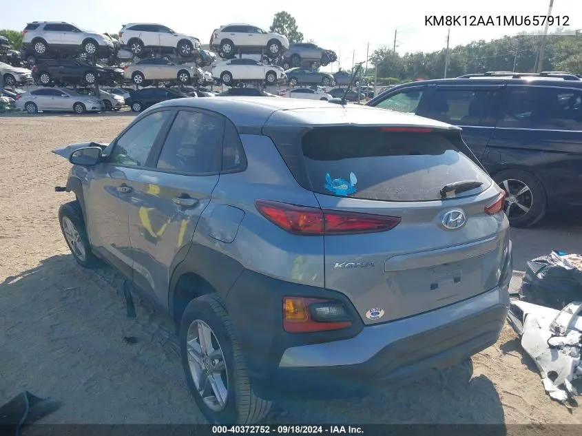 2021 Hyundai Kona Se VIN: KM8K12AA1MU657912 Lot: 40372752