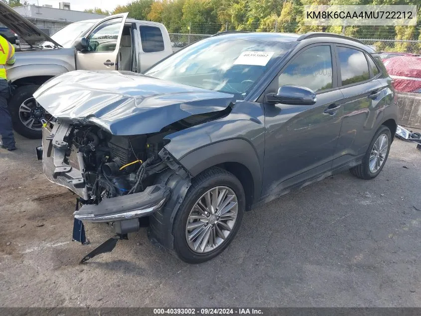 2021 Hyundai Kona Sel Plus VIN: KM8K6CAA4MU722212 Lot: 40393002