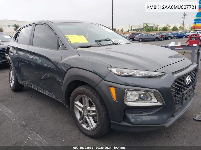 2021 Hyundai Kona Se VIN: KM8K12AA8MU607721 Lot: 40393979