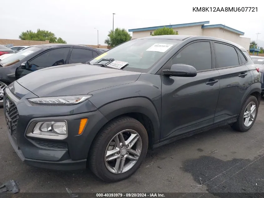 2021 Hyundai Kona Se VIN: KM8K12AA8MU607721 Lot: 40393979