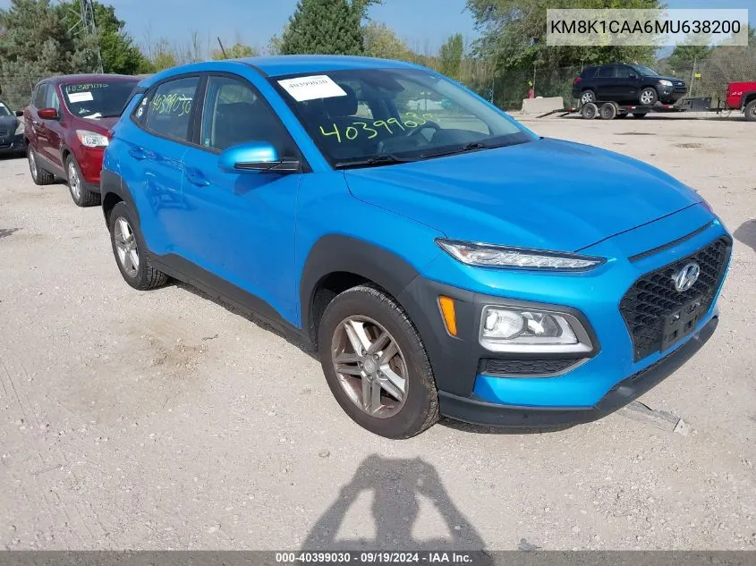 2021 Hyundai Kona Se VIN: KM8K1CAA6MU638200 Lot: 40399030