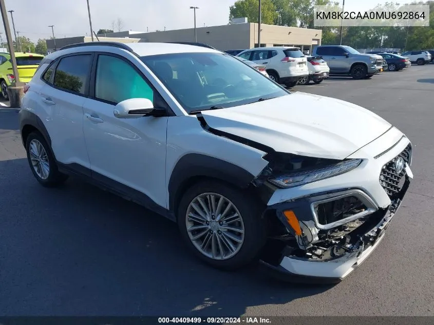 2021 Hyundai Kona Sel VIN: KM8K2CAA0MU692864 Lot: 40409499