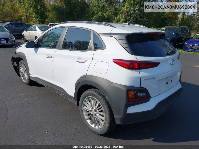 2021 Hyundai Kona Sel VIN: KM8K2CAA0MU692864 Lot: 40409499