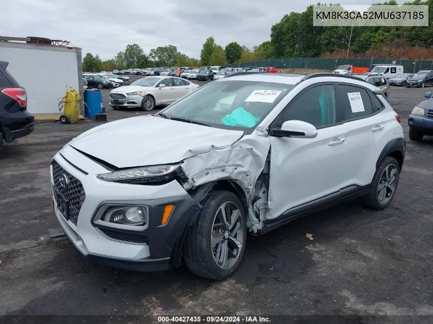 2021 Hyundai Kona Limited VIN: KM8K3CA52MU637185 Lot: 40427435