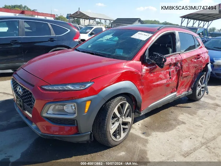 2021 Hyundai Kona Ultimate VIN: KM8K5CA53MU747494 Lot: 40513663