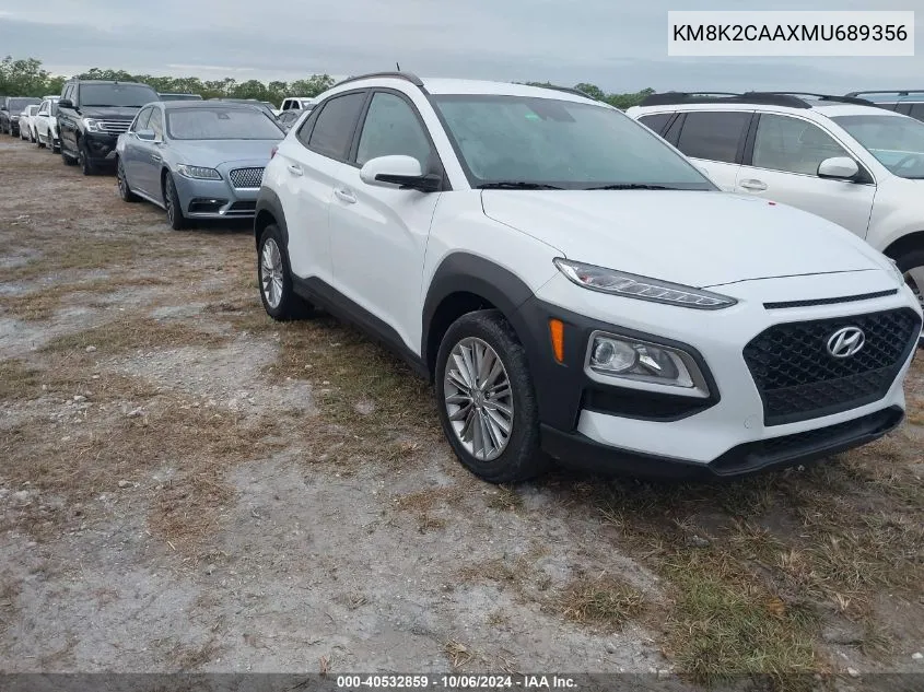 2021 Hyundai Kona Sel VIN: KM8K2CAAXMU689356 Lot: 40532859