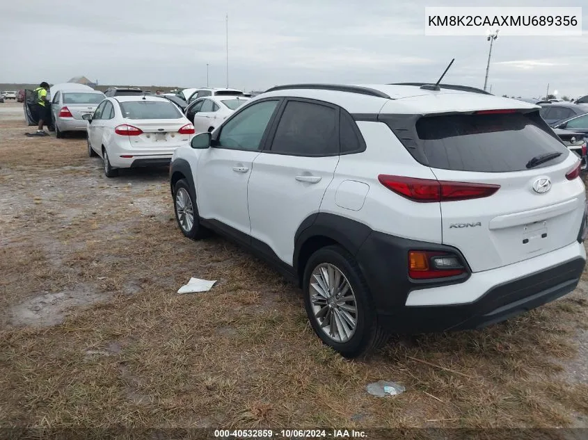 2021 Hyundai Kona Sel VIN: KM8K2CAAXMU689356 Lot: 40532859