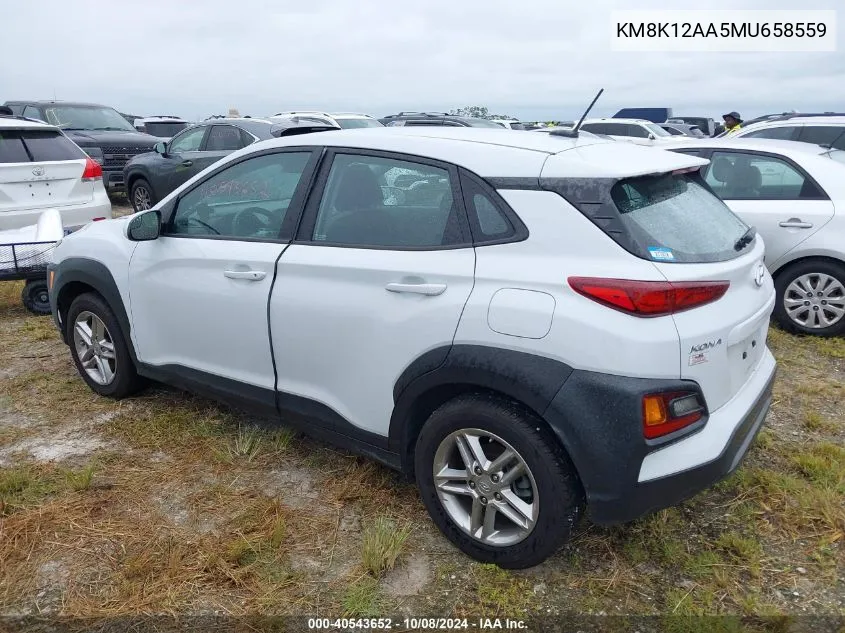 2021 Hyundai Kona Se VIN: KM8K12AA5MU658559 Lot: 40543652