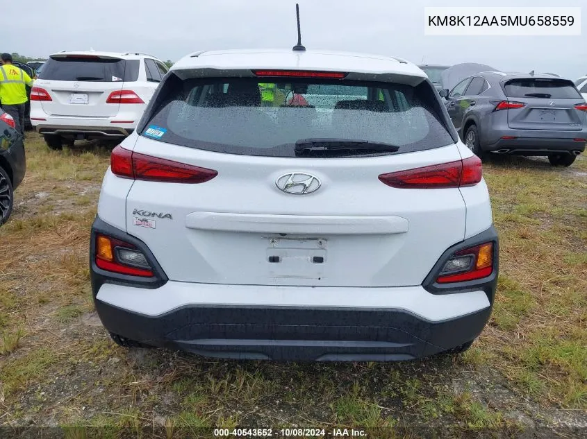 2021 Hyundai Kona Se VIN: KM8K12AA5MU658559 Lot: 40543652