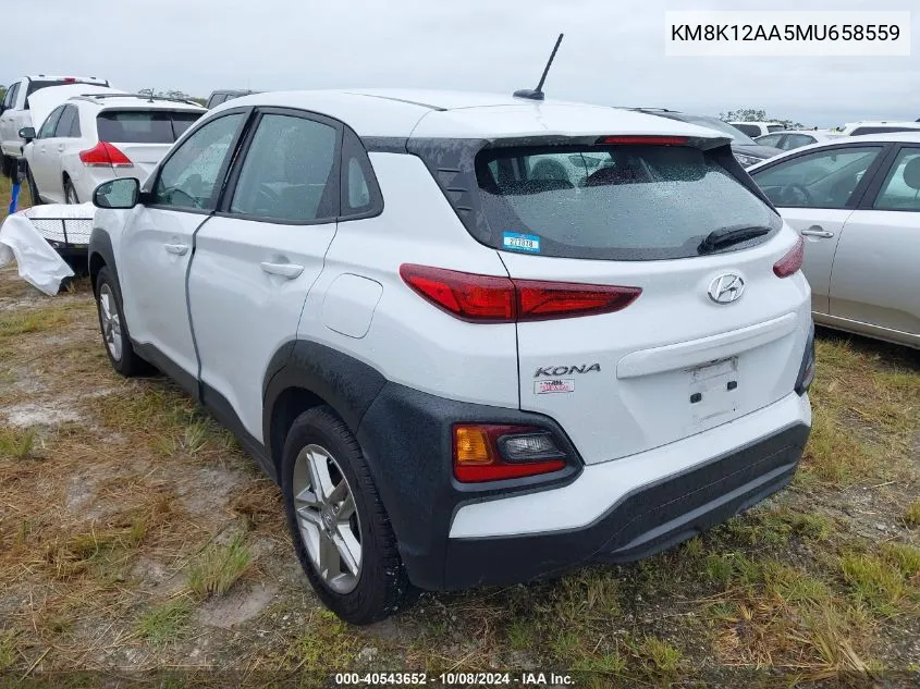 2021 Hyundai Kona Se VIN: KM8K12AA5MU658559 Lot: 40543652