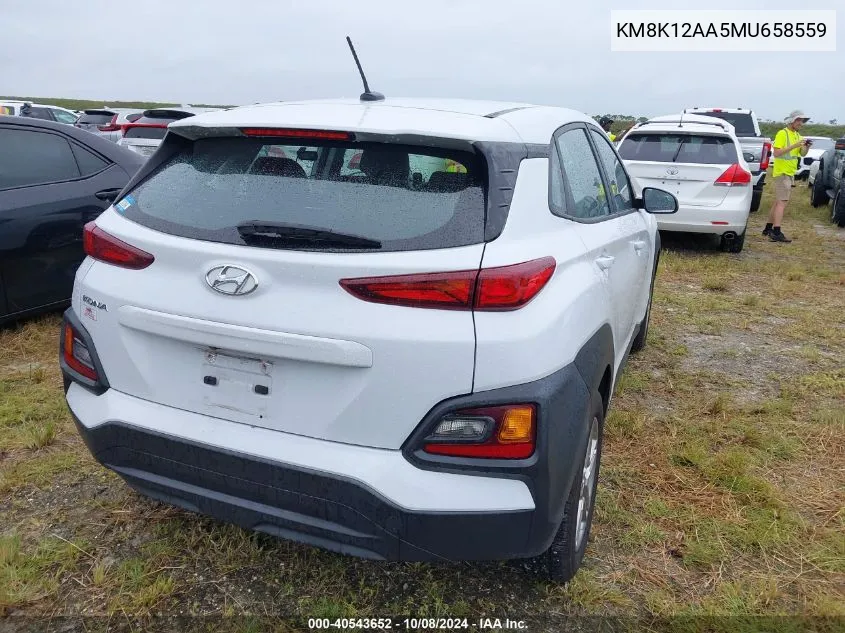 2021 Hyundai Kona Se VIN: KM8K12AA5MU658559 Lot: 40543652