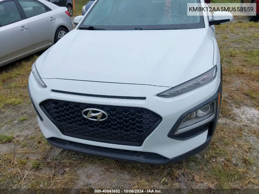 2021 Hyundai Kona Se VIN: KM8K12AA5MU658559 Lot: 40543652