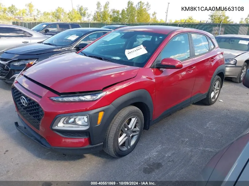 2021 Hyundai Kona Se VIN: KM8K1CAA0MU663108 Lot: 40551869