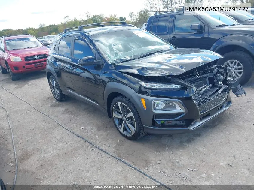 2021 Hyundai Kona Ultimate VIN: KM8K5CA53MU691427 Lot: 40558874