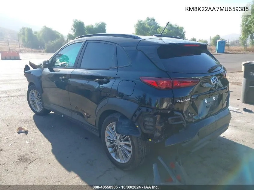 2021 Hyundai Kona Sel VIN: KM8K22AA7MU659385 Lot: 40558905