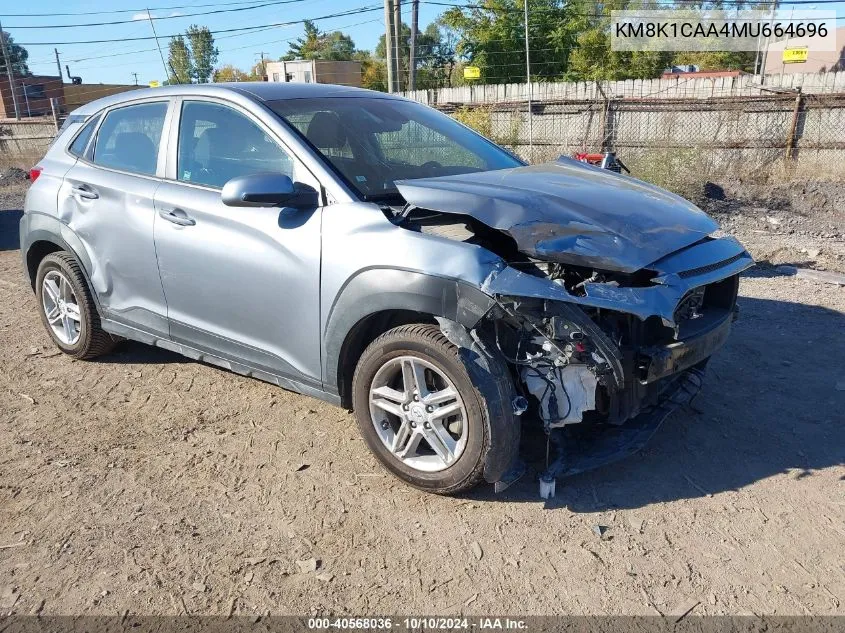 2021 Hyundai Kona Se VIN: KM8K1CAA4MU664696 Lot: 40568036