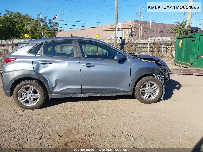 2021 Hyundai Kona Se VIN: KM8K1CAA4MU664696 Lot: 40568036